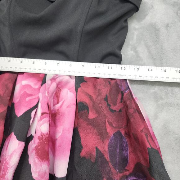Speechless Dress Womens 3 Juniors Black Pink Floral Strapless High Low Pockets - Picture 4 of 7